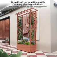 Garvee 110x44x182 cm Raised Garden Bed With Trellis Wood Planter Box Freestanding Elevated Garden Bed Natural Wood Color