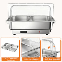 Garvee Adjustable Temperature Electric Chafing Dish Buffet Server – 8.5L Deep Food Warmer with Transparent PC Lid – Ideal for Parties, Catering, Weddings, Home Use – Includes 2*1/2 Gastronorm Pan (UK Standard)