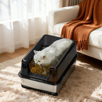 Garvee Stainless Steel Cat Litter Box,Easy to Clean and Odour-Resistant Cat Litter Tray