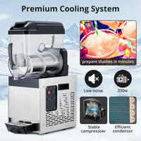 Garvee 230V Stainless Steel Commercial Slush Machine 12 L Capacity with Self Cleaning Function for Frozen Margaritas Cocktails Smoothies Restaurants,Bars,Coffee Shops and Home