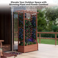 Garvee 110x44x182 cm Raised Garden Bed With Trellis Wood Planter Box Freestanding Elevated Garden Bed Natural Wood Color