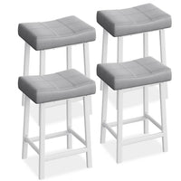 Garvee Set of 4 Grey Saddle Bar Stools – 61cm Counter Height Breakfast Bar Stools – Padded Backless Seat with Metal Legs for Kitchen Island – Grey