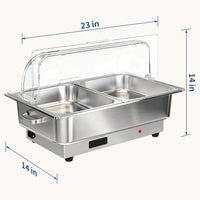 Garvee Adjustable Temperature Electric Chafing Dish Buffet Server – 8.5L Deep Food Warmer with Transparent PC Lid – Ideal for Parties, Catering, Weddings, Home Use – Includes 2*1/2 Gastronorm Pan (UK Standard)