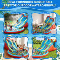 Garvee 8-in-1 Inflatable Water Park with Double Slides, Climbing Walls & Bouncy Castle – Durable Oxford Fabric, 550W Blower, Large Backyard Pool for Kids – Model 26001 – 26001 Inflatable Water Park Appropriate for All Seasons - British Standard