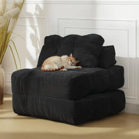 Garvee 3-in-1 Folding Convertible Sofa Bed with Pillow, Portable Sleeper Chair for Living Room Bedroom, Black Single, Space-Saving, Comfortable, No Assembly