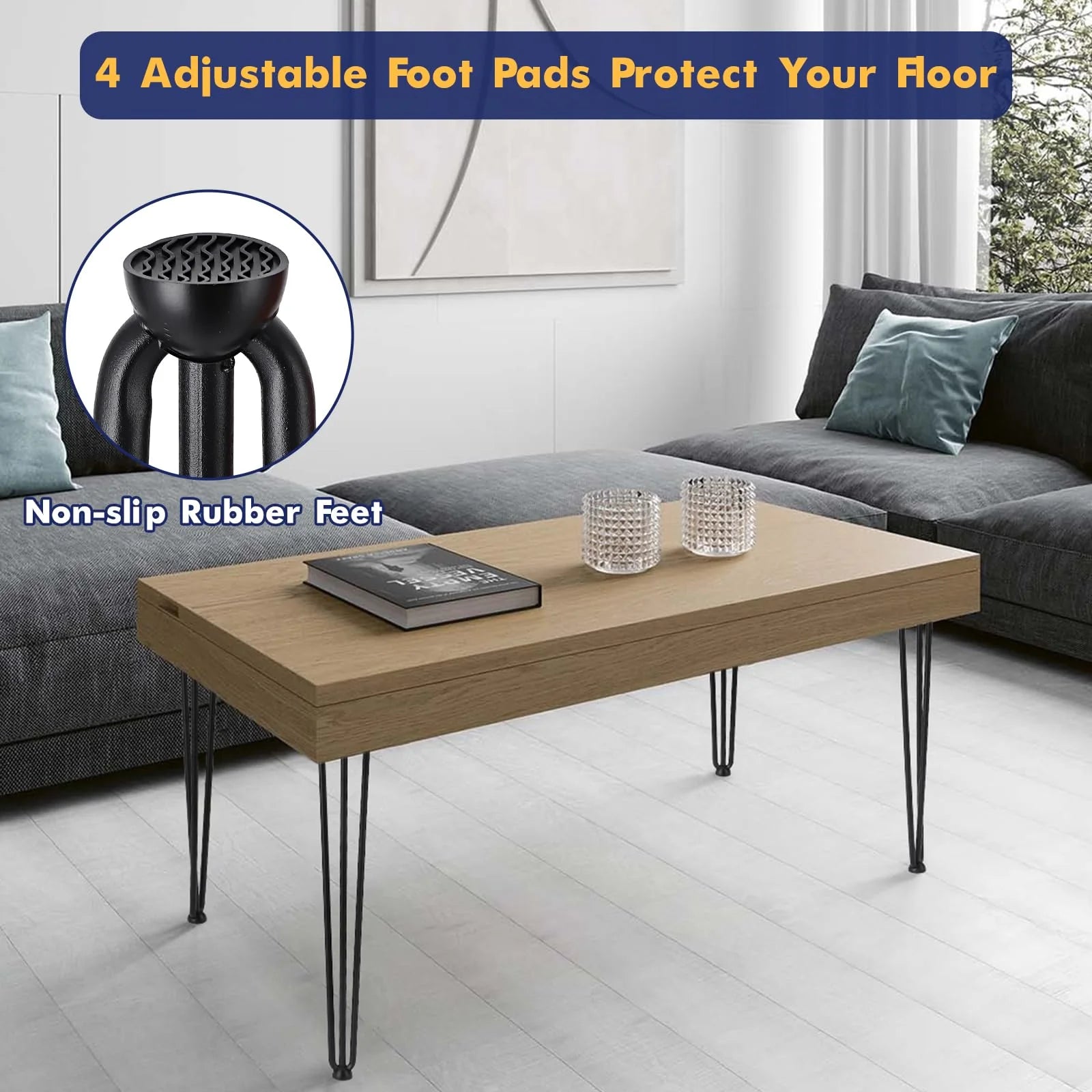 Garvee Heavy Duty Metal Table Legs 36 Inch - Sturdy Square Tube Design, Perfect for Coffee Tables, Durable Construction, Easy to Install, Set of 4 for Versatile Furniture Replacement
