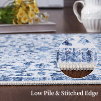 GARVEE 200x290cm Washable Area Rug Non-Slip Vintage Oriental Carpet Soft Modern Boho Stain Resistant Mat for Living Room Bedroom,Blue
