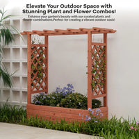 Garvee 110x44x114 cm Raised Garden Bed With Trellis Wood Planter Box Freestanding Elevated Garden Bed For Climbing Plants Vines Flowers Natural Wood Color