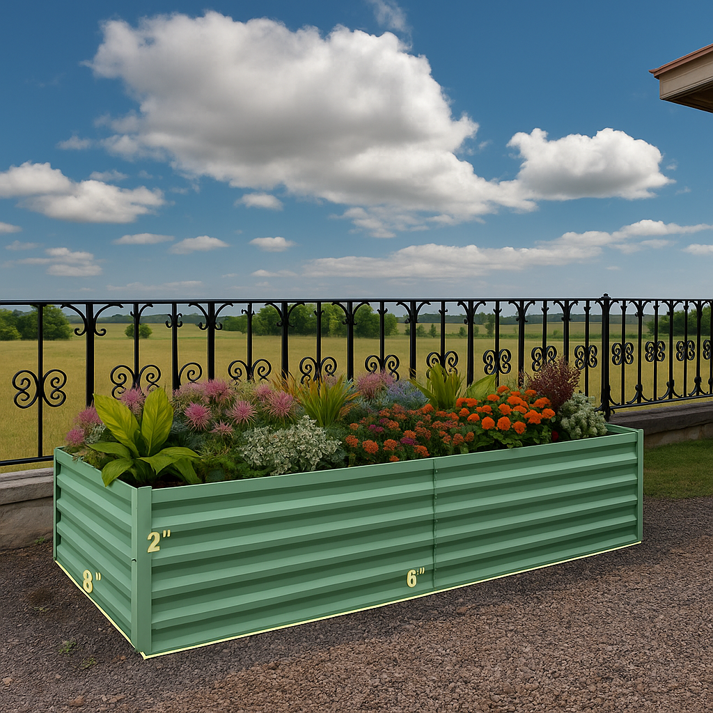 Garvee Galvanised Metal Raised Garden Bed 180x90x60cm, Rust-Proof Steel, Deep Soil Capacity, Bottomless Design, Non-Toxic Coating, Easy Assembly, Outdoor Gardening