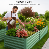 Garvee 180x90x60cm Galvanised Metal Raised Garden Bed – Extra Deep Rust-Proof Steel Planter Box – Open Bottom Design for Outdoor Veg & Plants