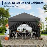 Garvee Pop Up Gazebo 3x6m Grey Heavy Duty Commercial Marquee Canopy Garden Party Tent Waterproof Church Windows