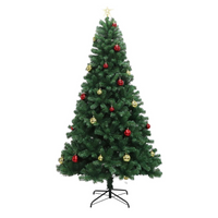 Garvee 6ft Artificial Pine Christmas Tree with Remote Control – Green Hinged Holiday Tree for Living Room, Office, and Party Décor