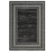 Garvee 120 × 170 cm Dark Grey Washable Bordered Area Rug, Non Slip Low Pile Non Shedding Rug, Modern Distressed Geometric Rug for Living Room Dining Room Bedroom