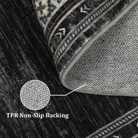 Garvee 120 × 170 cm Dark Grey Washable Bordered Area Rug, Non Slip Low Pile Non Shedding Rug, Modern Distressed Geometric Rug for Living Room Dining Room Bedroom