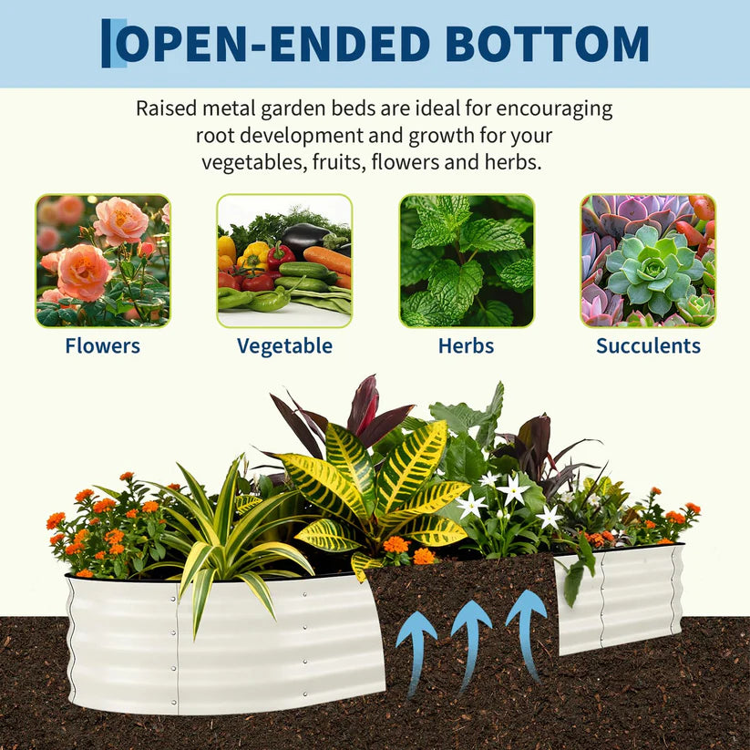 Garvee 2-Pack 244*61*46 cm Galvanised Metal Raised Garden Beds Large Deep Planter Boxes for Allotments, Vegetables & Flowers Beige