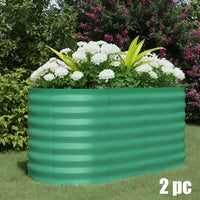Garvee 2-Pack 122*61*61 cm Galvanised Metal Raised Garden Beds Large Deep Planter Boxes for Allotments, Vegetables & Flowers Green