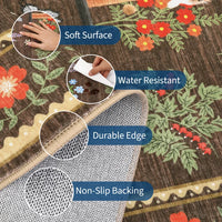 GARVEE Washable Area Rug 160x230cm Non-Slip Cat Floral Pattern Soft Pearl Velvet Carpet Low Pile Stain-Resistant Mat Living Room Bedroom
