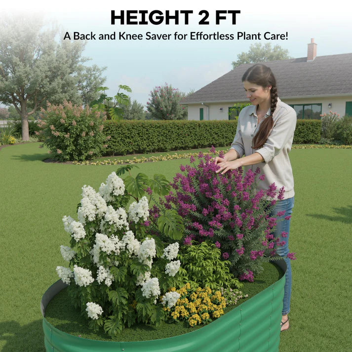 Garvee 2-Pack 122*61*61 cm Galvanised Metal Raised Garden Beds Large Deep Planter Boxes for Allotments, Vegetables & Flowers Green