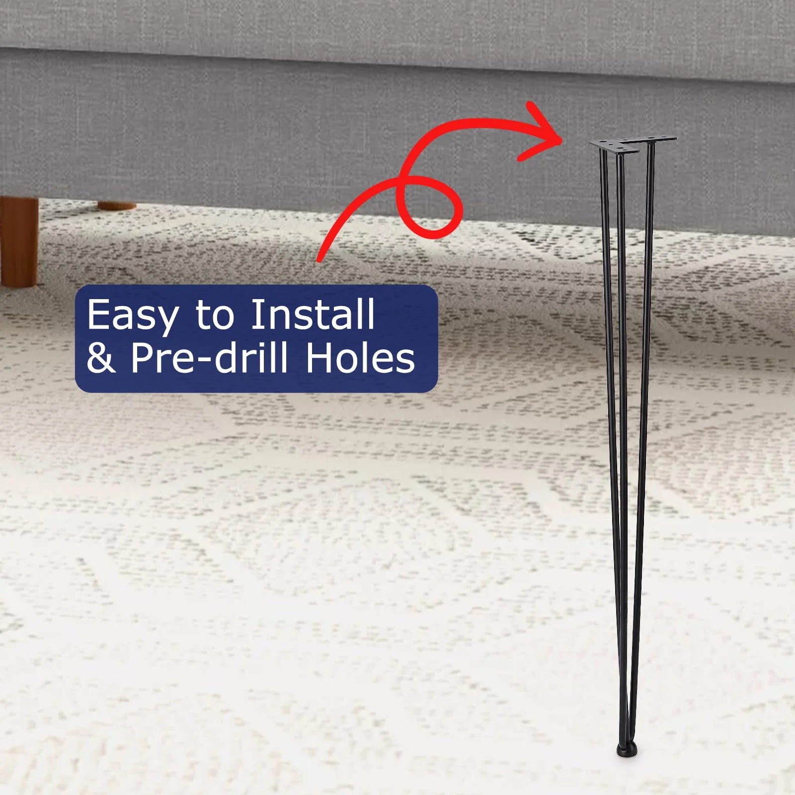 Garvee Heavy Duty Metal Table Legs 36 Inch - Sturdy Square Tube Design, Perfect for Coffee Tables, Durable Construction, Easy to Install, Set of 4 for Versatile Furniture Replacement