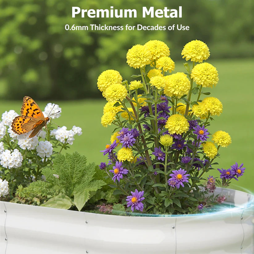Garvee 2-Pack 122*61*61 cm Galvanised Metal Raised Garden Beds Large Deep Planter Boxes for Allotments, Vegetables & Flowers Beige