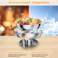 Garvee 4 Pack 4.7L Stainless Steel Chafing Dishes with Lid for Buffet Parties Weddings Events Silver