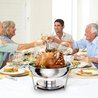 Garvee 2 Pack 4.7L Stainless Steel Chafing Dishes with Lid for Buffet Parties Weddings Events Silver