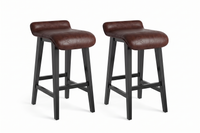 Garvee 66cm(26.2") Counter Height Bar Stools Set of 4 with Upholstered Low Back and Footrest, Wood Legs, Modern Kitchen and Dining Room, Dark Brown