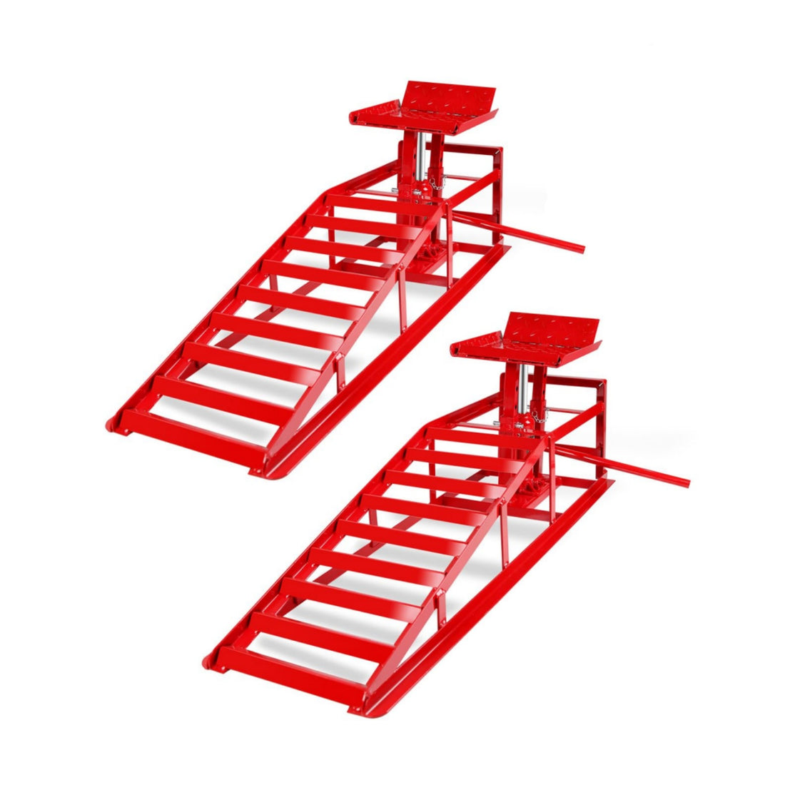 Garvee 2pc 5 Tonne Hydraulic Car Ramps 5000kg Heavy Duty Vehicle Lifts Adjustable Height 25cm to 38cm Ideal for Oil Changes Low Profile Saloons SUVs and Vans Red
