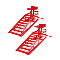 Garvee 2pc 5 Tonne Hydraulic Car Ramps 5000kg Heavy Duty Vehicle Lifts Adjustable Height 25cm to 38cm Ideal for Oil Changes Low Profile Saloons SUVs and Vans Red