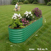 Garvee 2-Pack 244*61*46 cm Galvanised Metal Raised Garden Beds Large Deep Planter Boxes for Allotments, Vegetables & Flowers Green