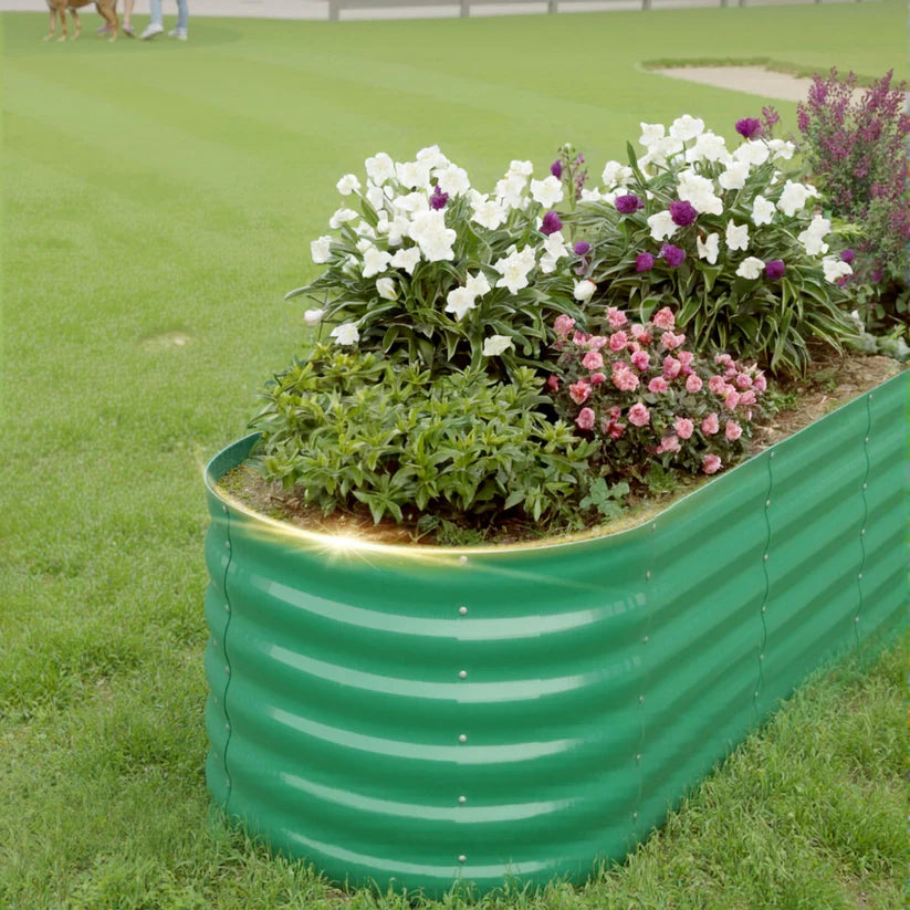 Garvee 2-Pack 244*61*46 cm Galvanised Metal Raised Garden Beds Large Deep Planter Boxes for Allotments, Vegetables & Flowers Green