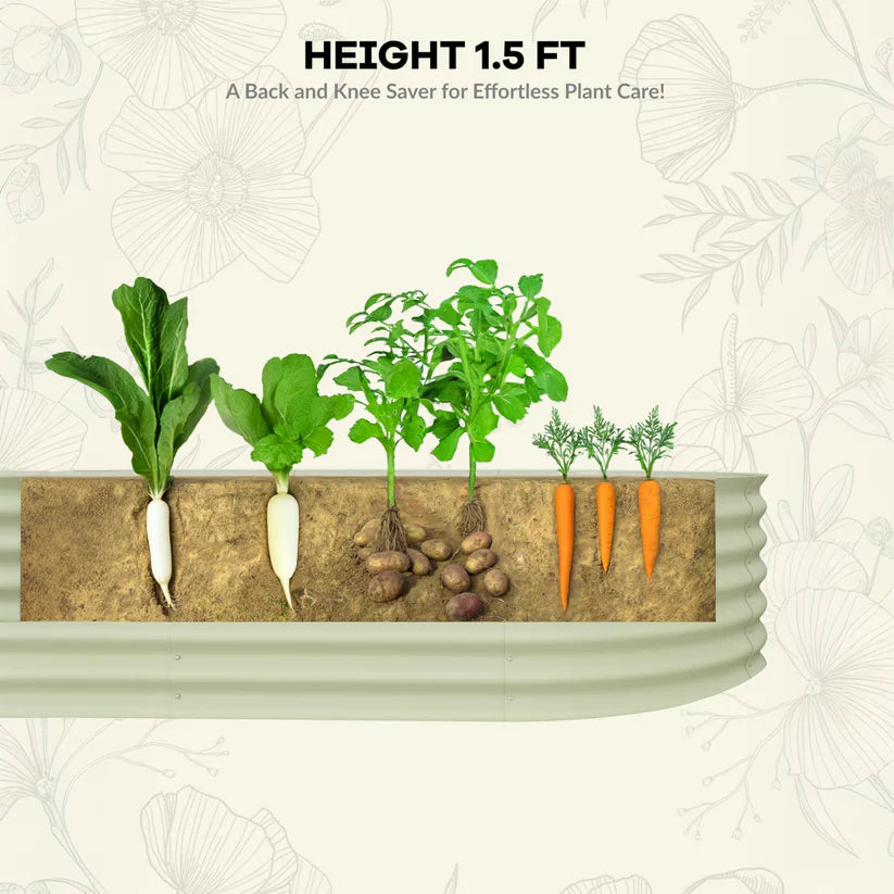 Garvee 2-Pack 244*61*46 cm Galvanised Metal Raised Garden Beds Large Deep Planter Boxes for Allotments, Vegetables & Flowers Beige