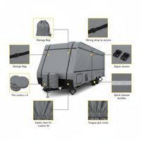 Garvee Heavy Duty 7-Ply RV Cover Waterproof Camper Motorhome Shield 549x266.7x274.32cm Light Grey