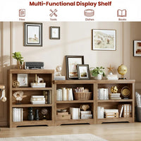 Garvee Rustic Brown Wooden Bookcase 2 Tier Open Shelf Display Cabinet 60 x 29.5 x 80 cm