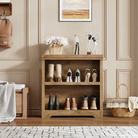 Garvee Rustic Brown Wooden Bookcase 2 Tier Open Shelf Display Cabinet 60 x 29.5 x 80 cm