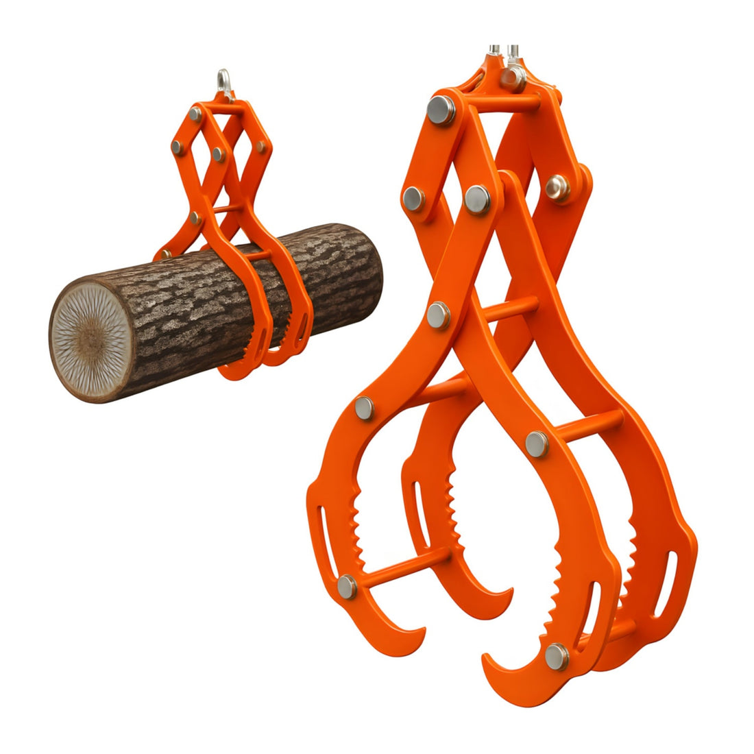 Garvee 81cm Log Tongs, 4 Claw Heavy Duty 1.3 Ton Log Grabber for Tractors, Forklifts & ATVs - High Visibility Skidding Tongs, Orange