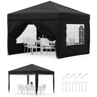 Garvee 3x3m Pop-Up Gazebo with 4 Sidewalls – Heavy-Duty Waterproof Garden Marquee, 420D UV50+ Canopy with Adjustable Height for Outdoor Events