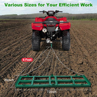 Garvee Drag Harrow Driveway Grader 183cm Heavy Duty Chain Tow-Behind Lawn Rake for ATV, UTV, Tractor, Mower – Green