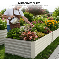 Garvee 180x90x60cm Galvanized Raised Garden Bed,Deep Root Planter Box for Vegetables,Flowers,Herbs-Large Metal Raised Garden Bed Kit Outdoor,Oatmeal