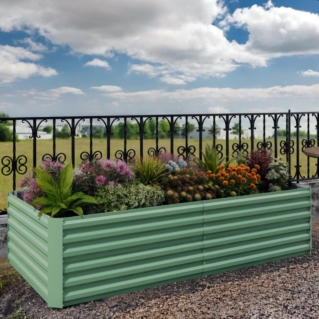 Garvee 180x90x60cm Raised Garden Bed Galvanized Outdoor Planter Box for Vegetables and Flowers Extra Deep Metal Garden Bed with Safety Rubber Edging Green