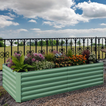 Garvee 2PCS Raised Garden Bed 240x120x60cm Galvanized Outdoor Planter Box for Vegetables and Flowers Extra Deep Metal Garden Bed with Safety Rubber Edging Green