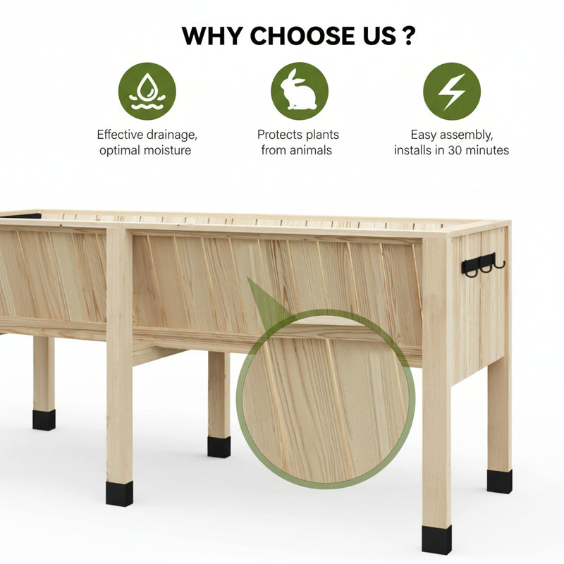Close up of wooden planter construction