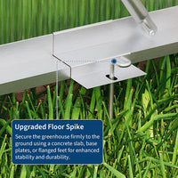 Garvee 6x8 FT Walk-In Greenhouse Aluminium Frame Polycarbonate Garden Green House with Base Sliding Door and Roof Vent Silver