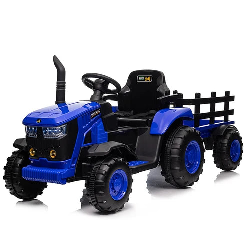 Garvee 12V Kids Electric Ride-On Tractor with Detachable Trailer, Dual 35W Motors, Parent Remote, Bluetooth Music, Rechargeable Battery, CE Certified, Outdoor Play