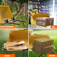 Garvee 109 cm Heavy Duty Clamp On Pallet Forks 680 kg Capacity with Adjustable Stabiliser Bar for Tractor Loader Bucket Skid Steer