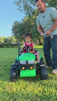 Garvee 12V Kids Ride-On Electric Tractor with Detachable Trailer, Green – Dual 35W Motors, Parent Remote Control & Bluetooth Music, 159 x 65 x 55 cm