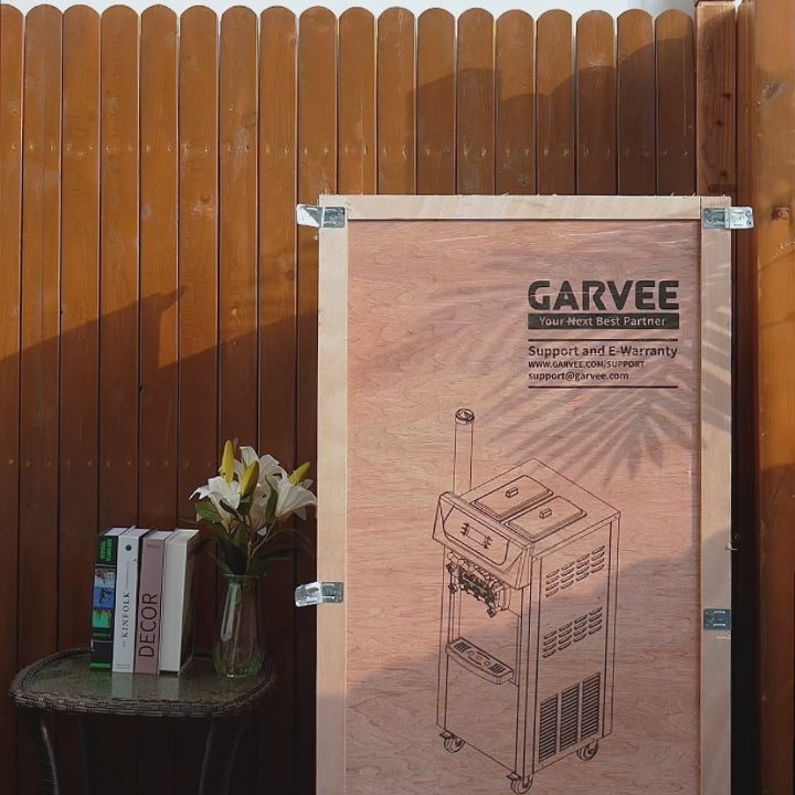 Garvee Commercial Soft Serve Ice Cream Machine Silver 3 Flavours 54 x 70 x 137 cm Freestanding 2200W LED Panel