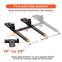 Garvee 109cm Clamp-On Pallet Forks 907 kg – Heavy Duty Tractor Front Loader Attachment with Adjustable Stabiliser Bar – Quick Attach for Skid Steers