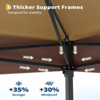 Garvee 3x3 m Khaki Pop Up Foldable Garden Gazebo Canopy 2.65 m Height with Rain Gutter and Waterproof 300D Oxford Fabric for Outdoor Events 50+ UV Resistance