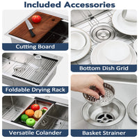 Garvee 71×56 cm Drop-In Top Mount Kitchen Sink, Single Bowl, 16 Gauge 304 Stainless Steel, Deep Basin, Silver